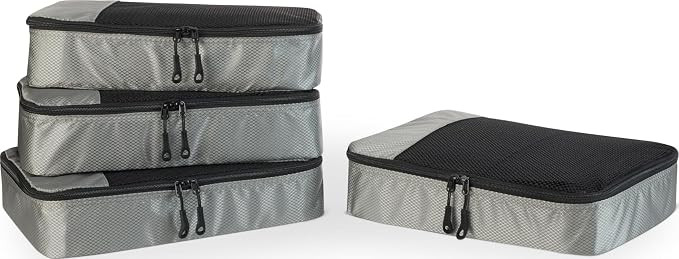 Amazon Essentials 4-Piece Packing Cubes Travel Accessories Set, Space-Saving Luggage Organizer wi... | Amazon (US)