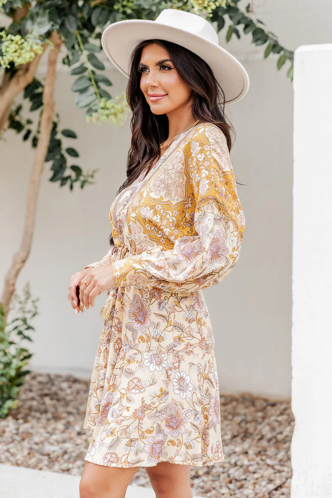 All Your Love Floral Border Printed Mini Dress | Pink Lily