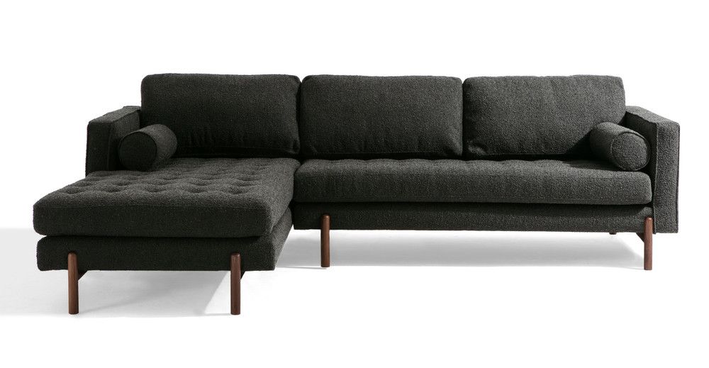 Dwell 108" Fabric Sofa Sectional Left, Noir Boucle | Kardiel