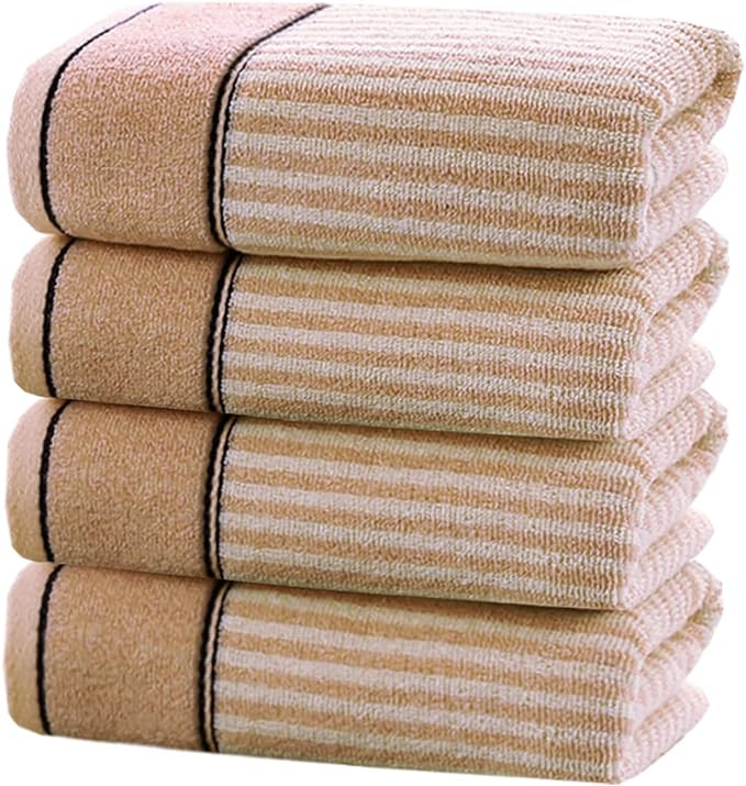 Pidada Hand Towels Set of 4 100% Cotton Striped Pattern Absorbent Soft Decorative Towel for Bathr... | Amazon (US)