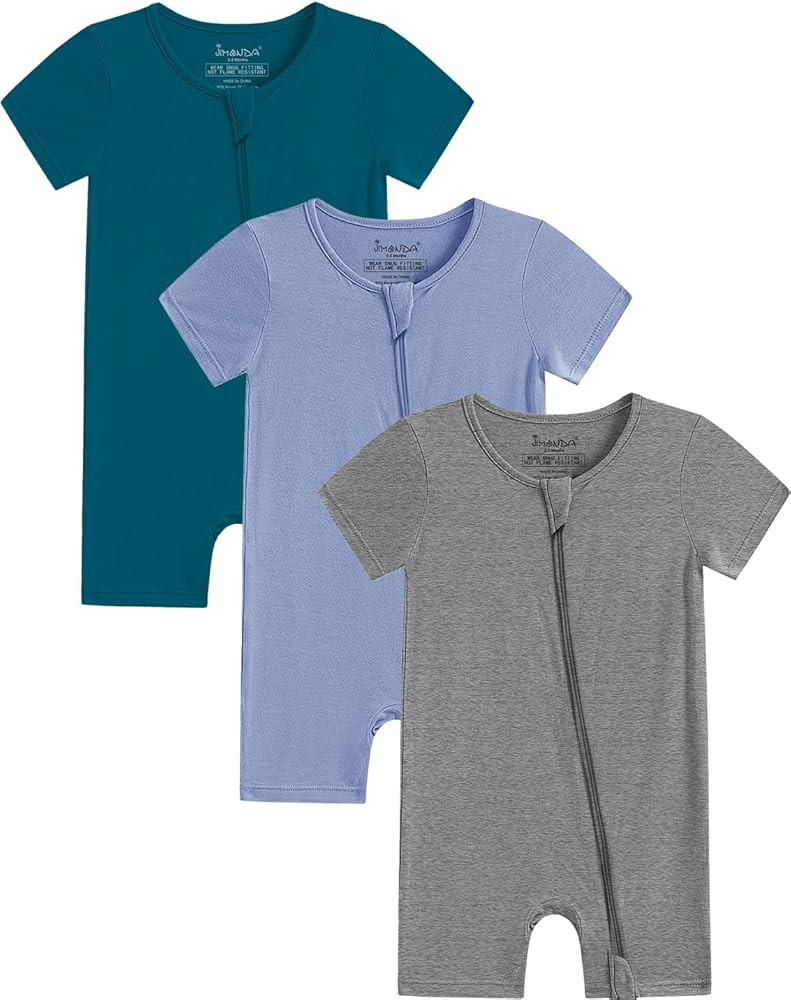 Jimonda Boys Baby Girls Short Sleeve Romper Unisex Baby Footless Pajamas With Viscose 2-Way Zippe... | Amazon (US)