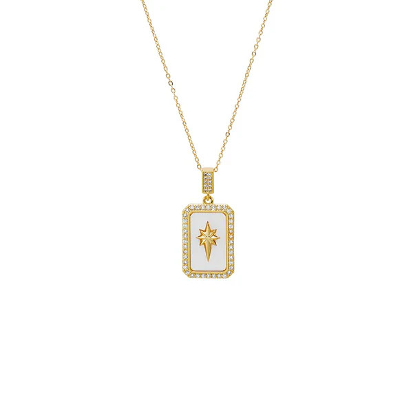 Pave Elongated Starburst Dog Tag Necklace | Adina Eden