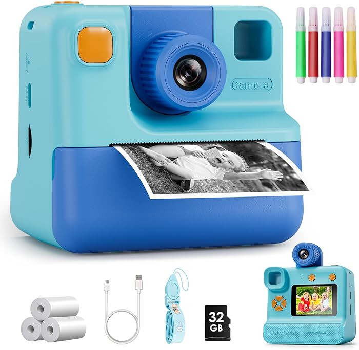 Kids Camera Instant Print, Christmas Birthday Gifts for Girl Boys 3-12 Years Old, FHD Selfie Digi... | Amazon (US)