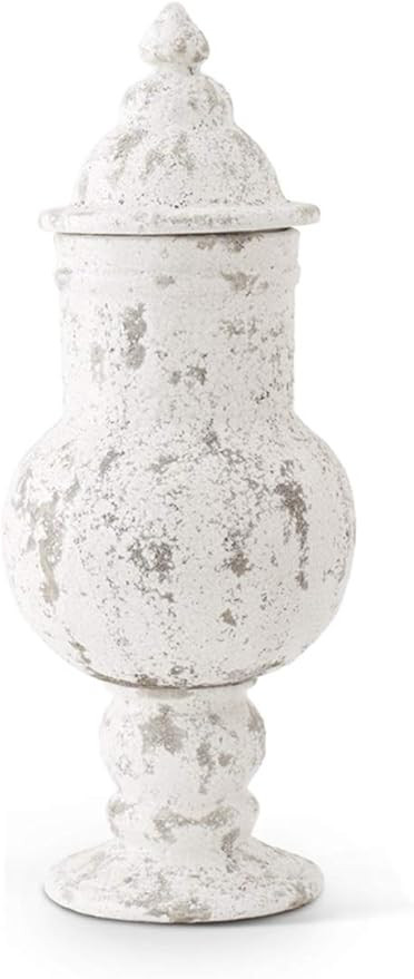 K&K Interiors 14386A-2, 24 Inch Glazed Terra Cotta Vase On Base with Lid, White | Amazon (US)