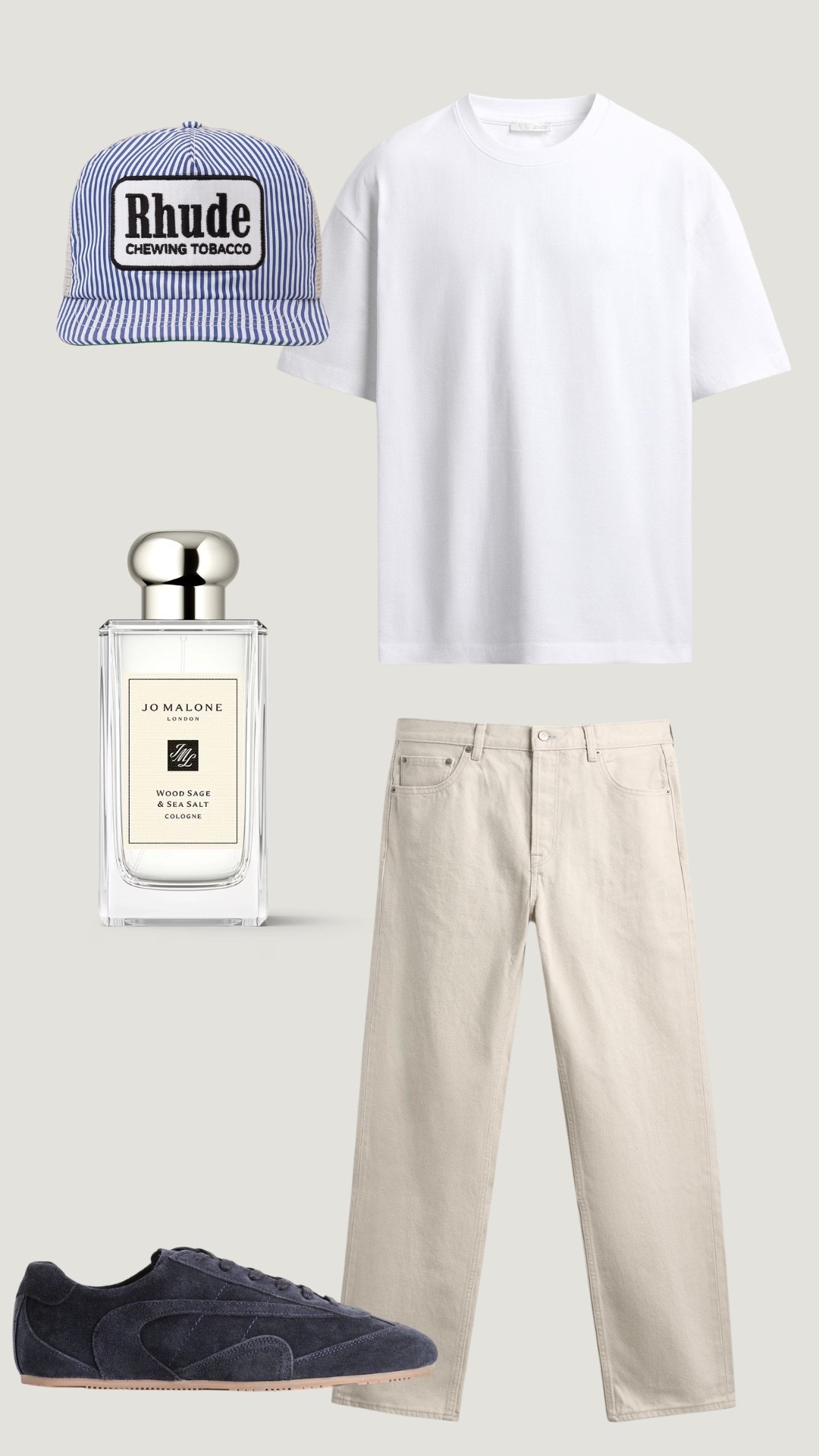 Simple basics done right. Oversized white tee, cream denim, suede sneakers, and the striped Rhude cap gives this the perfect effortless summer vibe. Easy everyday fit that still looks put together. #mensfashion #summerfits #streetstyle #minimalfashion #menswear #everydaystyle #suede sneakers #neutraloutfits #outfitideas #rhude

#LTKgrwm #LTKootd #LTKdayinmylife