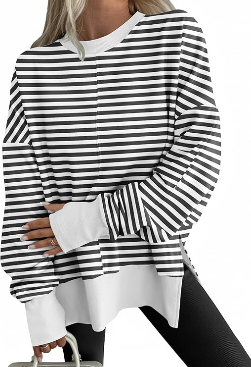 ANRABESS Women Oversized Sweatshirts Thumbhole Long Sleeve Hoodies Shirts 2025 Fall Side Slit Pul... | Amazon (US)