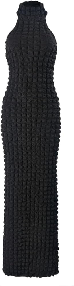 Womens Casual Sexy Halter Sleeveless Sundresses Bubble Textured Backless Prom Cocktail Maxi Dress... | Amazon (US)