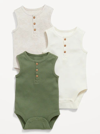 Unisex Sleeveless Henley Bodysuit 3-Pack for Baby | Old Navy (CA)