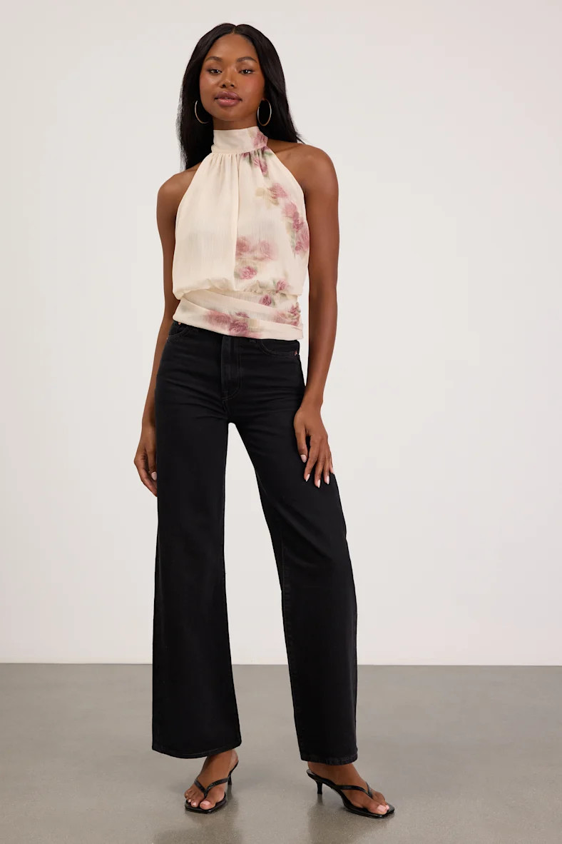 Mariana Ivory Floral Tie-Back Top | Lulus