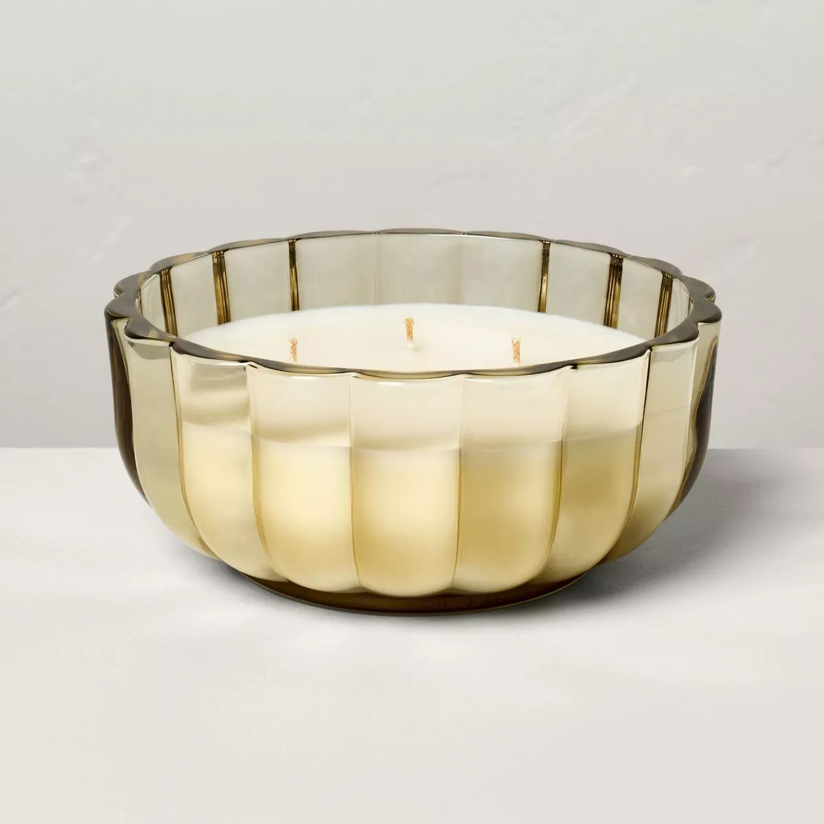 5-Wick Tinted Glass Salted Honey Scalloped Jar Candle Tan 32oz - Hearth & Hand™ with Magnolia | Target