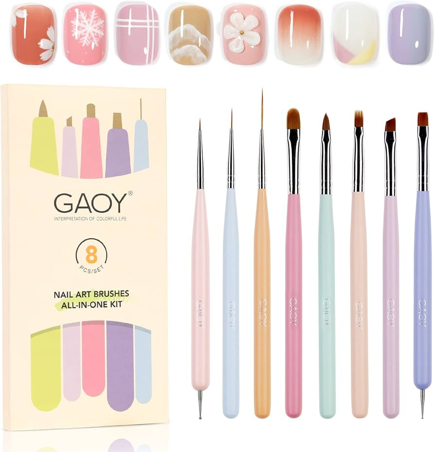 GAOY 8 Pcs Nail Brushes for Nail Art, Nail Design Tools for Nail Detail Painting, French Liner an... | Amazon (US)