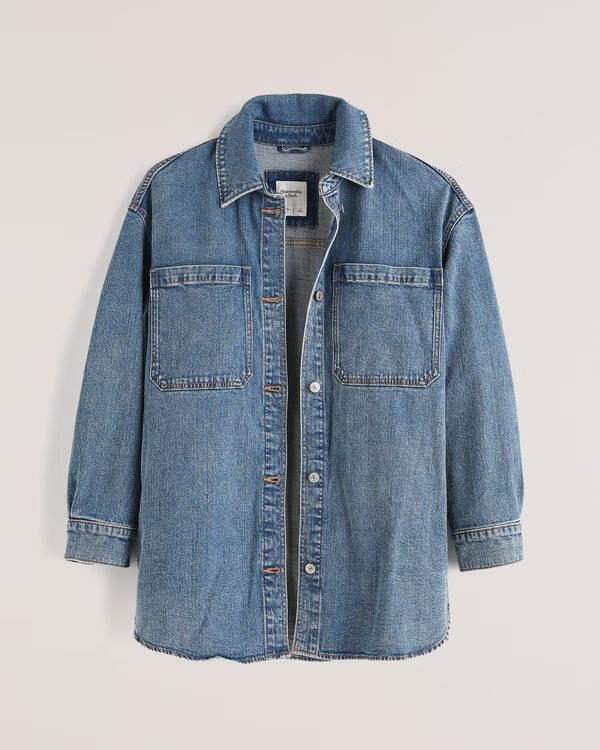 Oversized Denim Shirt Jacket | Abercrombie & Fitch (US)