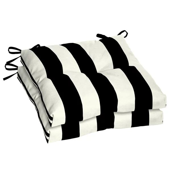 Better Homes & Gardens 18" x 19" Black Stripe Rectangle Outdoor Seat Cushion (2 Pack) | Walmart (US)