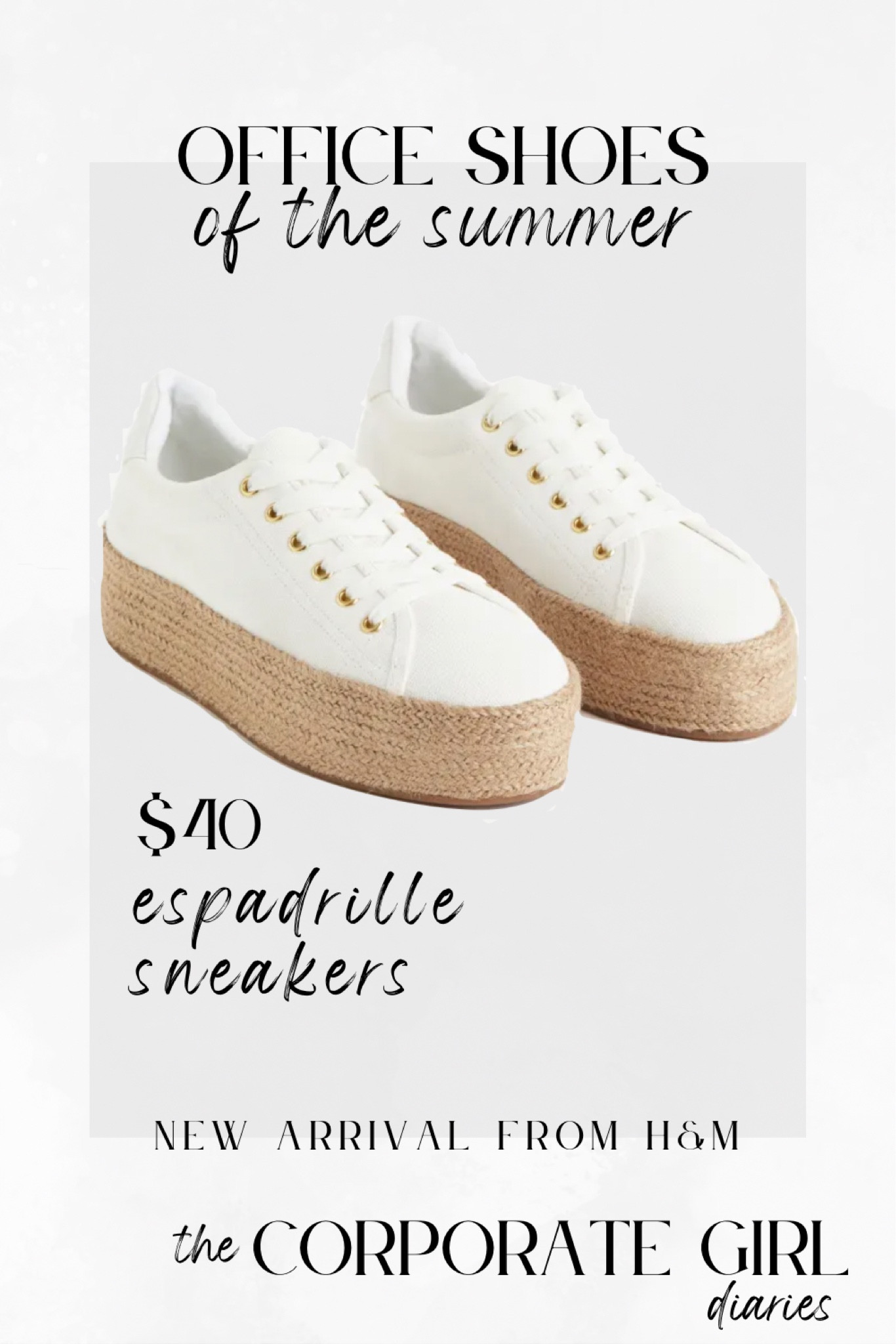 Budget friendly corporate girl summer office shoes with H&M New arrival $40 Espadrille Sneakers! Perfect Office Shoes for any cute summer outfit. #SummerFootwear #OfficeShoes #EspadrilleSneakers #HMNewArrival

#LTKShoeCrush #LTKWorkwear #LTKSeasonal