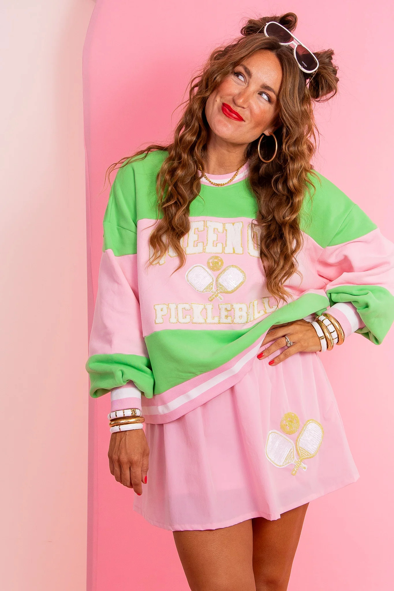 Stripe Pickleball Sweatshirt | Queen Of Sparkles - FINAL SALE | The Willow Tree