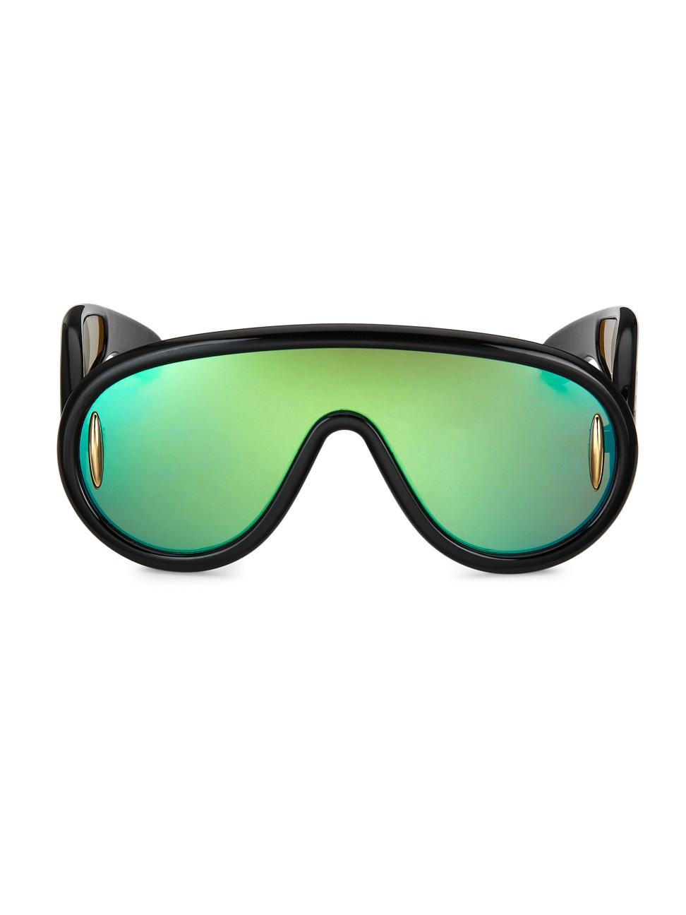 Men's LOEWE x Paula's Ibiza Mask Sunglasses - Shiny Black Green Mirror | Saks Fifth Avenue