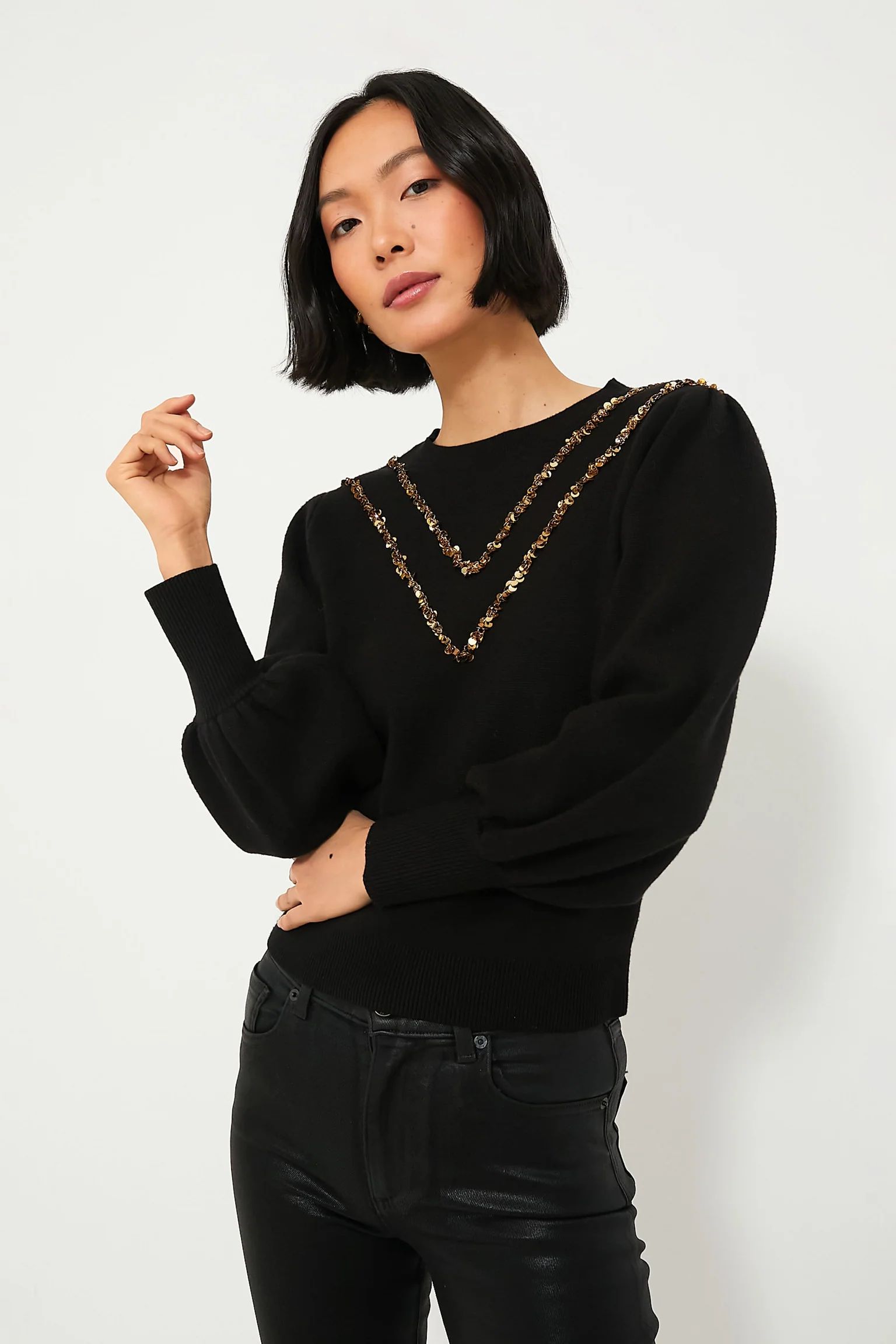 Black Embellished Everly Sweater | Tuckernuck (US)