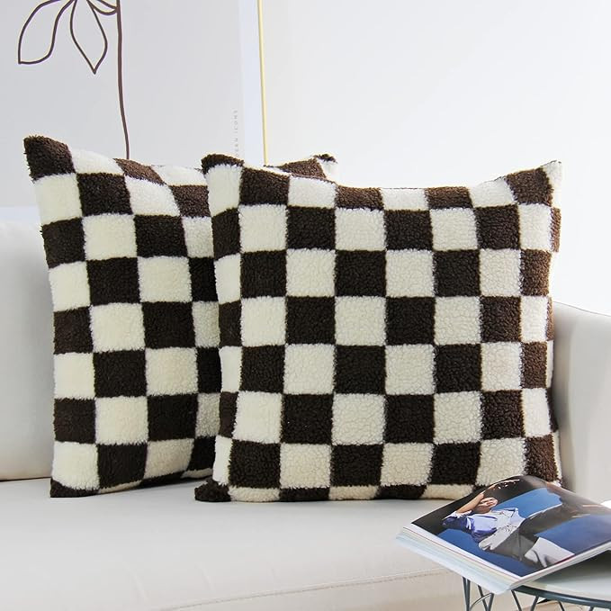 JOJUSIS Decorative Throw Pillow Covers Luxury Style Checkerboard Pattern Cushion Case Super Soft ... | Amazon (US)