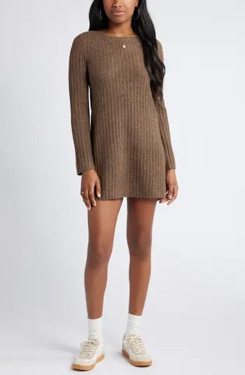 BP. Long Sleeve Rib Mini Sweater Dress | Nordstrom | Nordstrom