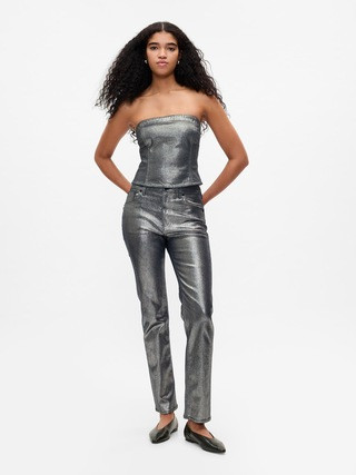 High Rise Metallic '90s Straight Jeans | Gap (US)