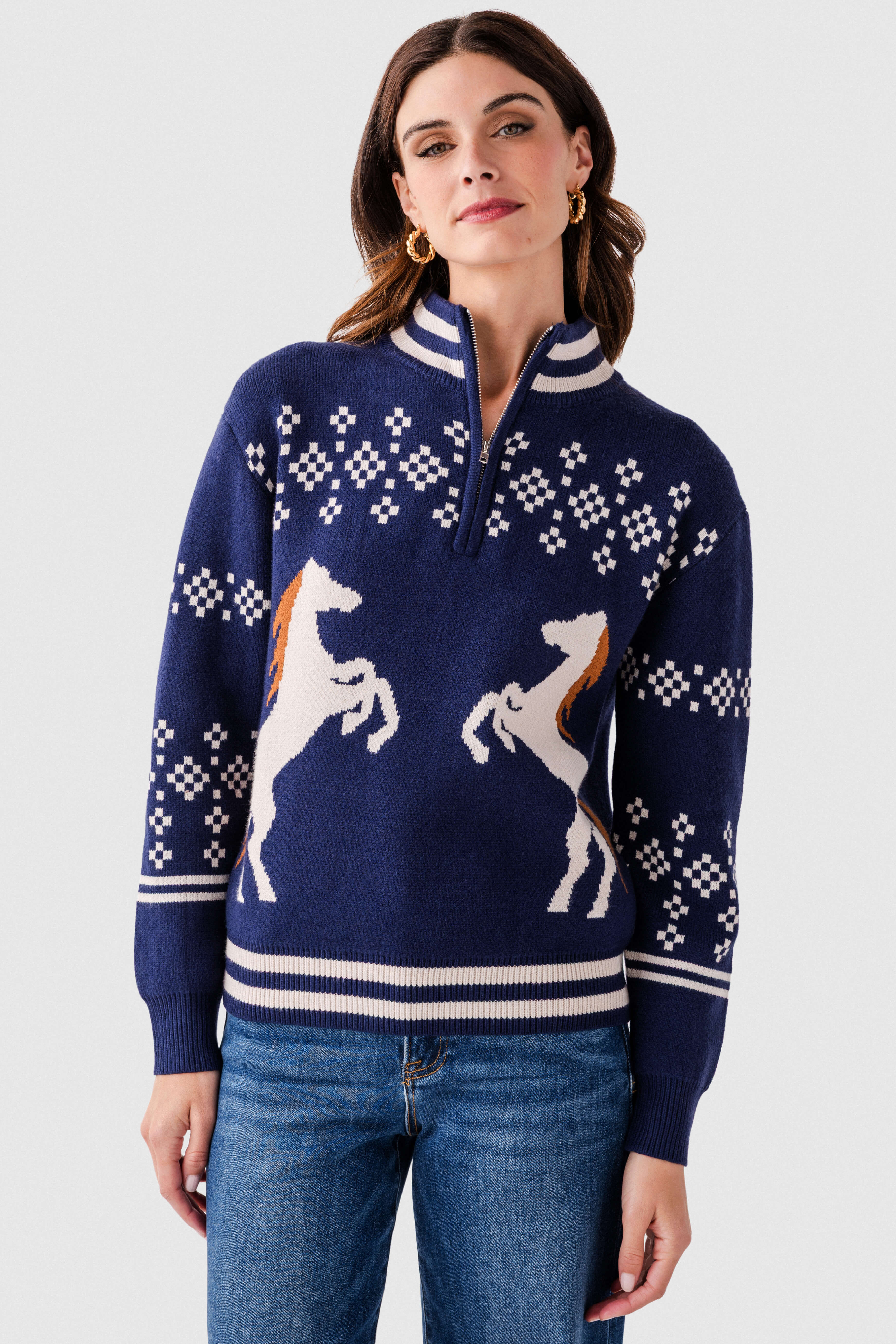 THML Horse Novelty 1/2 Zip Sweater | Social Threads