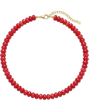 Joya Love Colorful Gemstone Beaded Necklaces For Women Trendy Rainbow Natural Stone Boho Handmade... | Amazon (US)