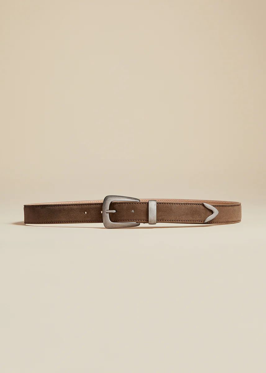 The Benny Belt in Toffee Suede with Antique Silver | Khaite
