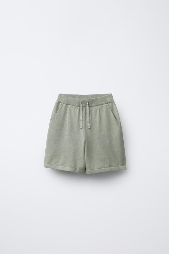 LINEN AND COTTON KNIT BERMUDA SHORTS | Zara US