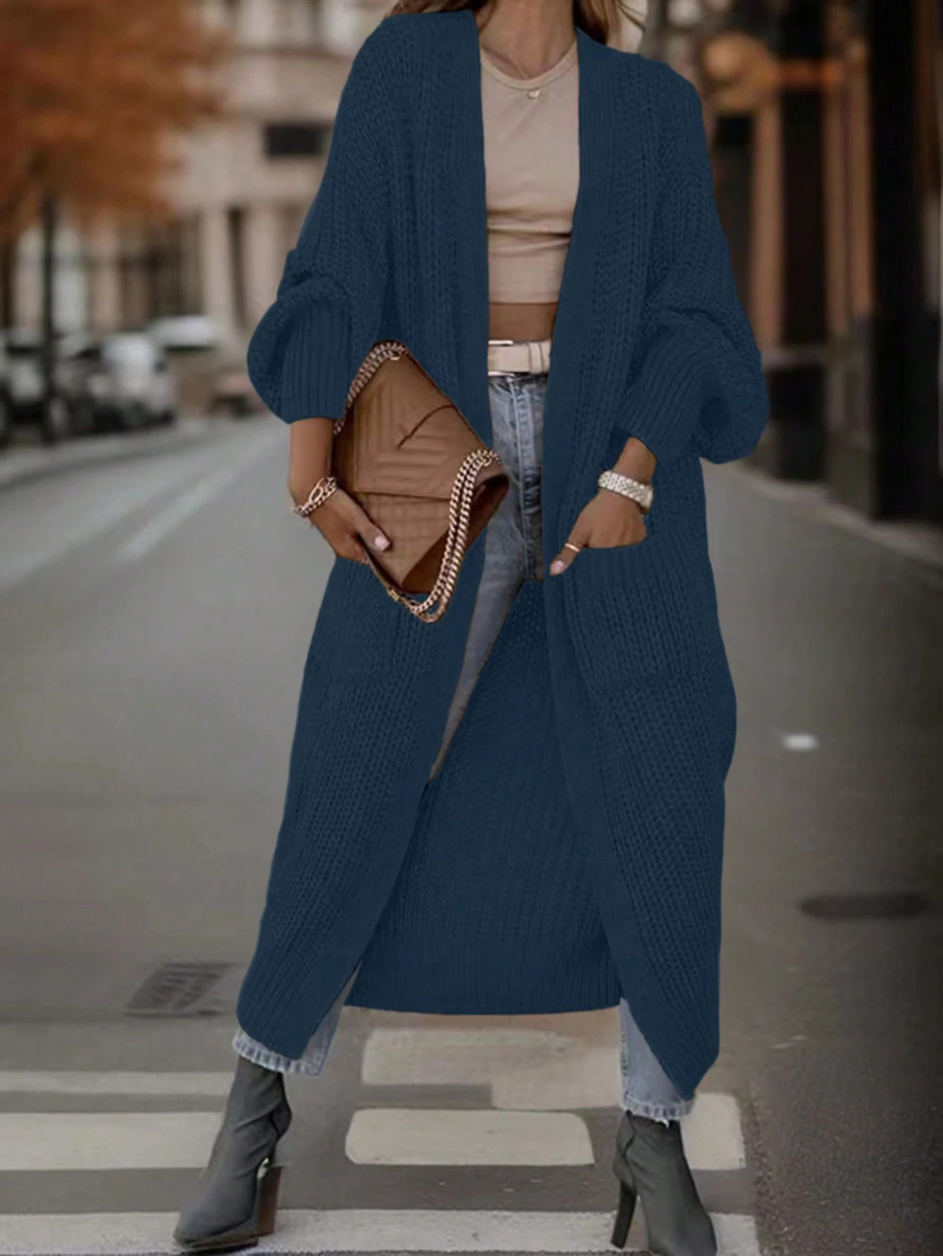 Plus Size Women's Batwing Sleeve Open Front Cardigan | SHEIN