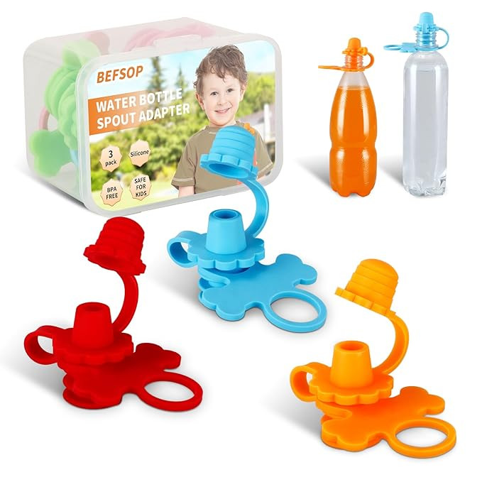 Water Bottle Spout Adapter for Kids,Baby Water Bottle Cap No Spill Silicone Bottle Top Spout Adap... | Amazon (US)