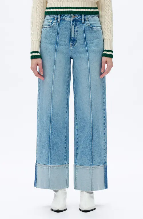 Bayeas Cuffed Seamed High Waist Wide Leg Jeans in Light Blue at Nordstrom, Size 30 | Nordstrom
