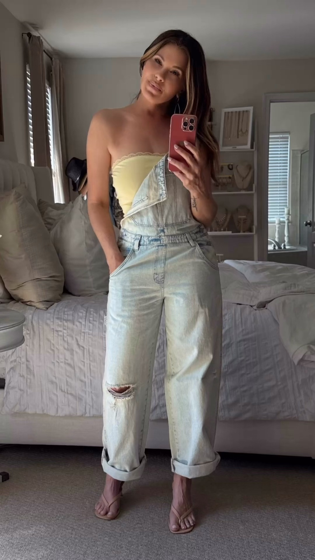 Over - All  HAPPY. 

Love myself a good pair of overalls and these click all my buttons paired up with a pretty pale yellow tube top. 

Overalls - tts/Tube Top - tts// Sandals - tts

#LTKOver40 #LTKdayinmylife #LTKmomlife