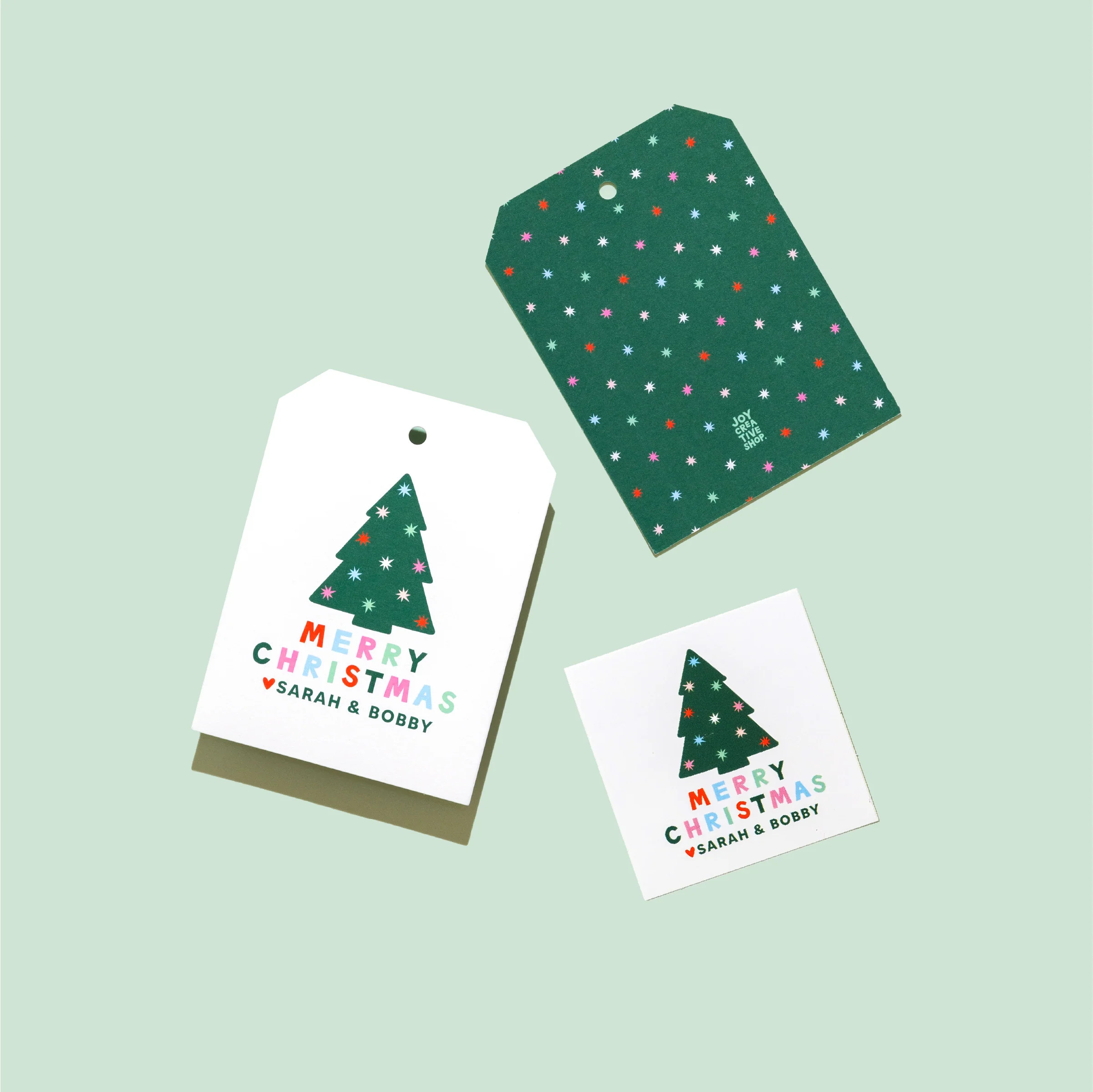 Personalized Christmas Tree Stickers & Tags - Holiday Gift Labels | Joy Creative Shop