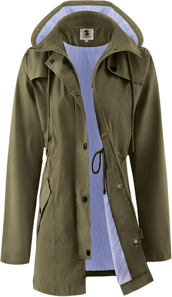 SaphiRose Women's Long Rain Jacket Waterproof Rain Coat with Hood Outdoor Light Raincoats Windbre... | Amazon (US)