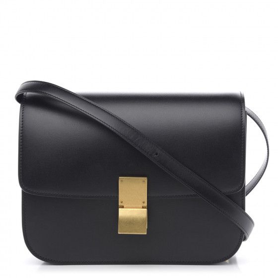 CELINE Box Calfskin Medium Classic Box Flap Black | FASHIONPHILE | Fashionphile