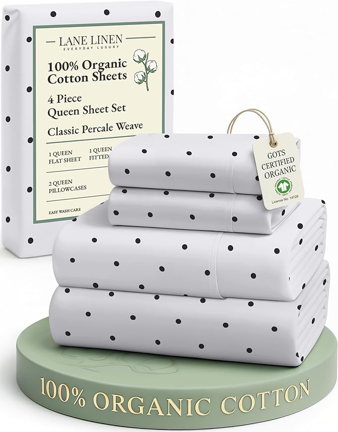 Eco Friendly 100% Organic Cotton Queen Bedsheet Sets, Luxury Printed Cotton Sheets Fully Elastici... | Amazon (US)