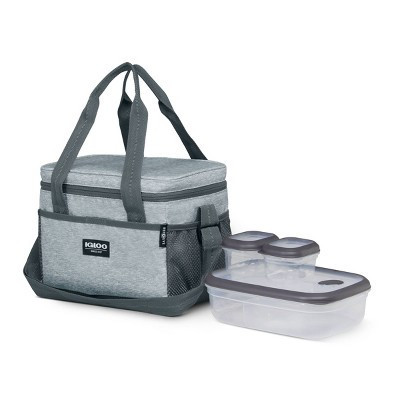 Igloo Lunch+ Cube 12 Lunch Tote with Pack Ins - Gray: Insulated Bag for Adults, Includes 3 Containers | Target