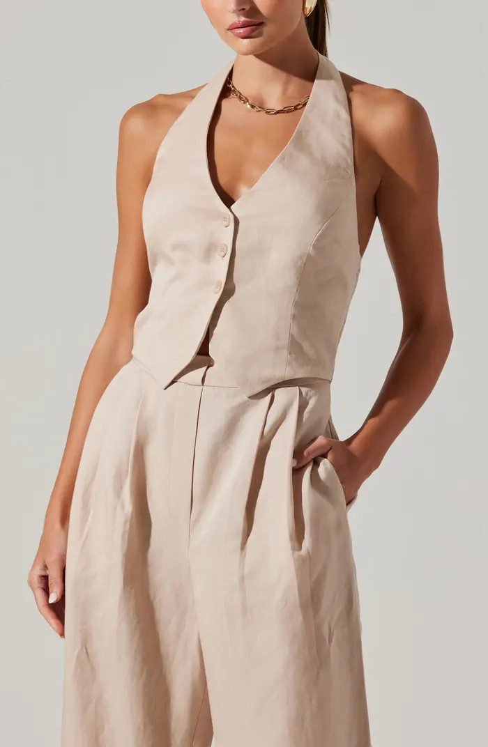 ASTR the Label Tatum Halter Button Front Jumpsuit | Nordstrom | Nordstrom