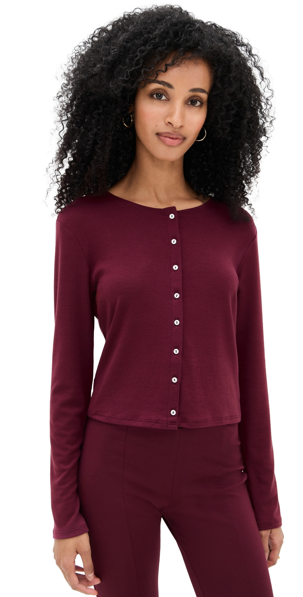 LE BOP Eloise Cropped Cardigan Burgundy L | Shopbop