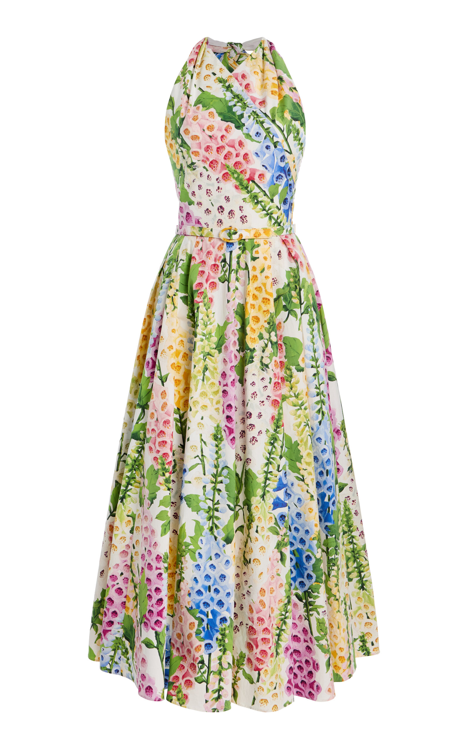 Foxglove-Printed Cotton-Poplin Halter Midi Dress | Moda Operandi (Global)