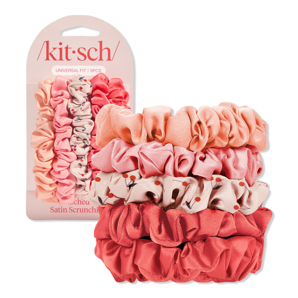 Kitsch Runched Satin Scrunchies 5 Piece Set - Cherry Blossom | Ulta