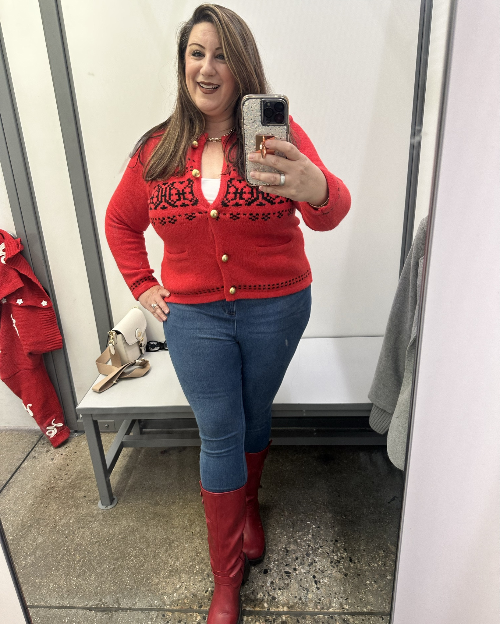 This cute sweater is on sale now & because it’s red certainly could do double duty for the Valentines Day season since it’s red and has a classy print. 

For ref I’m a size 16/18, 5’4 & 215pds. I’m wearing a size 16-18 in the pants, L 12-14 in the stretchy knit sweater & a 9 in my favorite red boots. 

I’ve also linked some other great items that are also on sale that would be a perfect addition to any wardrobe.

#size18 #size16 #size14 #size12 #size20 #size10 #pearshape #rectangleshape #hourglassshape #midsize #midsizestyle #midsizefashion #plussizefashion #plussize #plussizestyle #over40style #over50style #over50fashion #over40fashion #curvyfashion #curvystyle #StylingCurves #styleinspo #outfitinspo #shopwithme 
#affordableclothes #redsweater
#affordablefashion #budgetfriendly #affordable #plussizesweater
#walmartstyle #walmartfashion 
#walmartfinds #walmarthaul 
#walmart #walmartoutfit



#LTKMidsize #LTKPlusSize #LTKSaleAlert