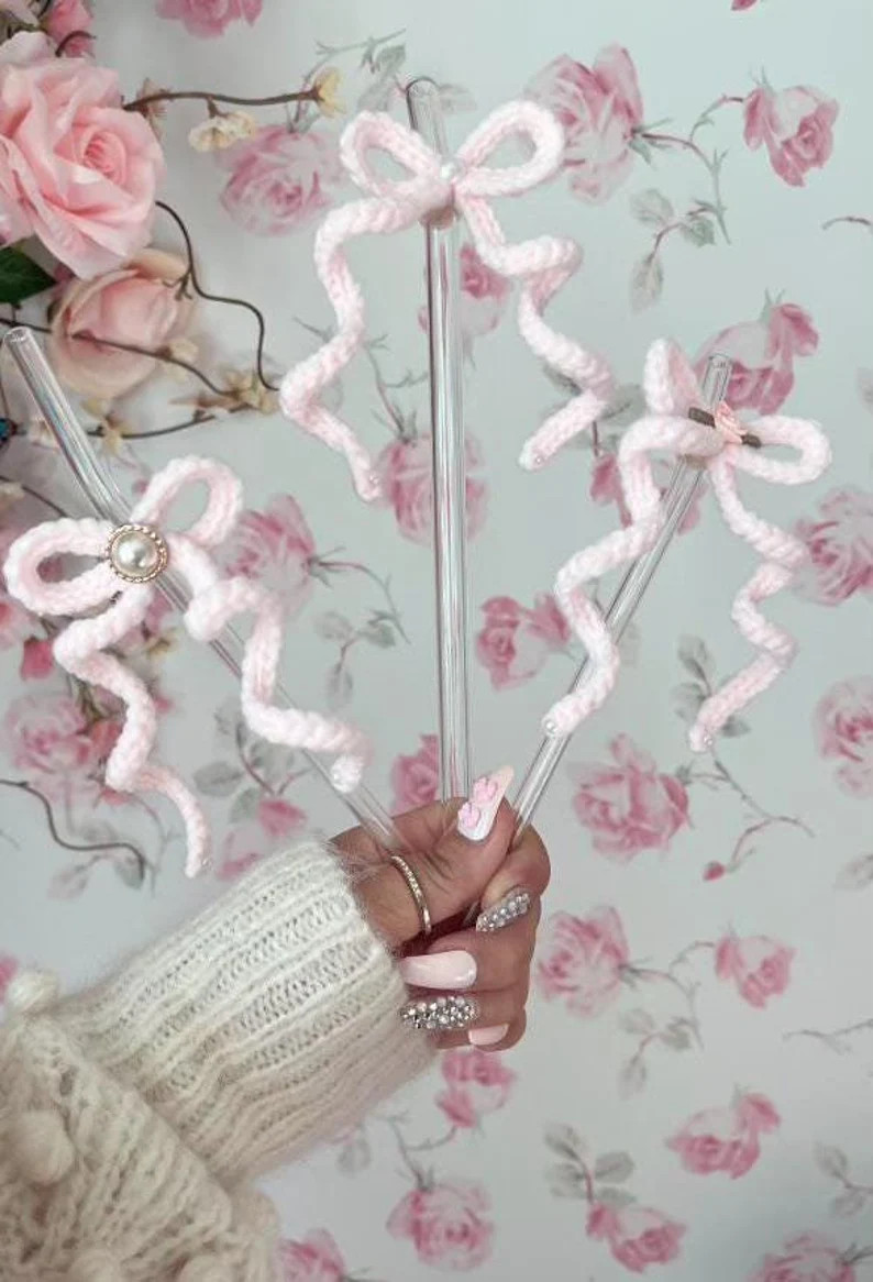 Coquette Bow Straw Topper - Etsy | Etsy (US)