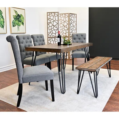 6 Dining Package Group: Hairpin Table, 4 Attractive Chairs, Bench Group Assembly Kit: | Wayfair North America
