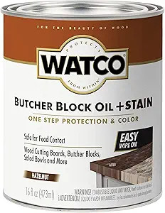 Watco 359024 Butcher Block Oil Plus Stain, 16 oz, Hazelnut, 16 Ounce | Amazon (US)