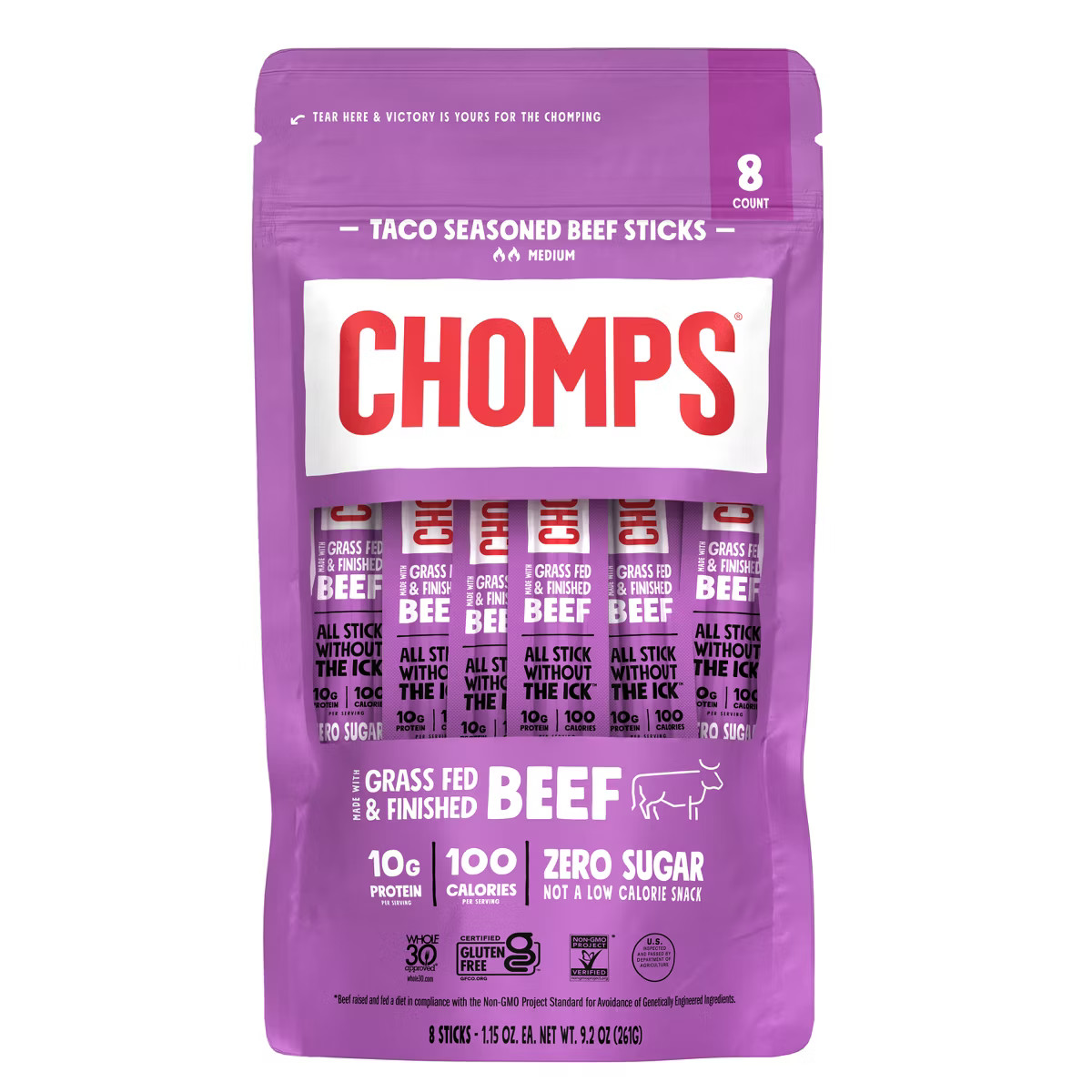 Chomps Snack Sticks Taco Beef Sticks - 9.2oz/8ct | Target