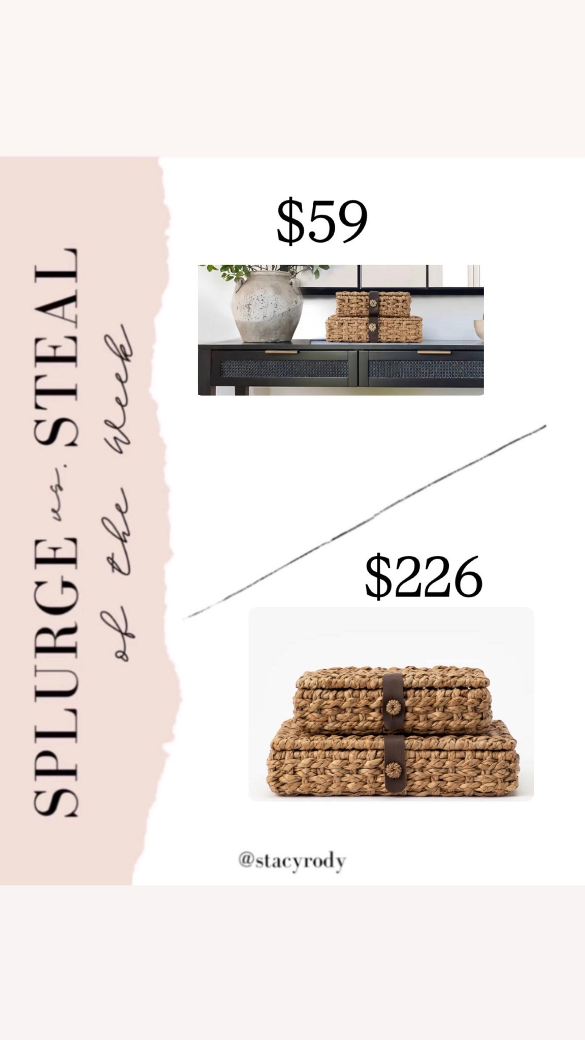Boxes for shelves or on your coffee table to hide remotes. Love the look of these and the texture they add to a room. 
McGee and Co vs. Amazon 

#LTKSaleAlert #LTKHome #LTKFindsUnder50
