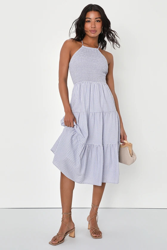 Chasing Sunshine Blue and White Dress | Striped Dress | Stripe Dress | Light Blue Dress | Lulus (US)