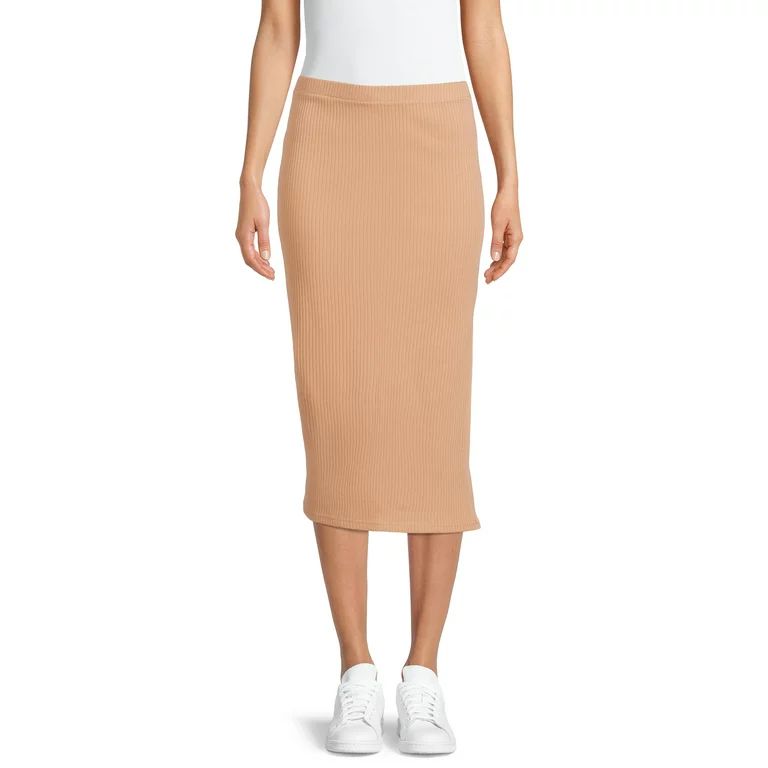 Time and Tru Women's Pull-On Ribbed Midi Skirt - Walmart.com | Walmart (US)
