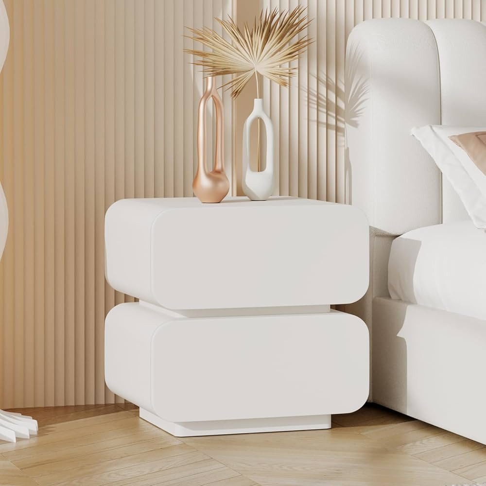 Modern Nightstand, Bedside Table with 2 Drawer, Minimalist Night Stands with Microfiber Leather, ... | Amazon (US)